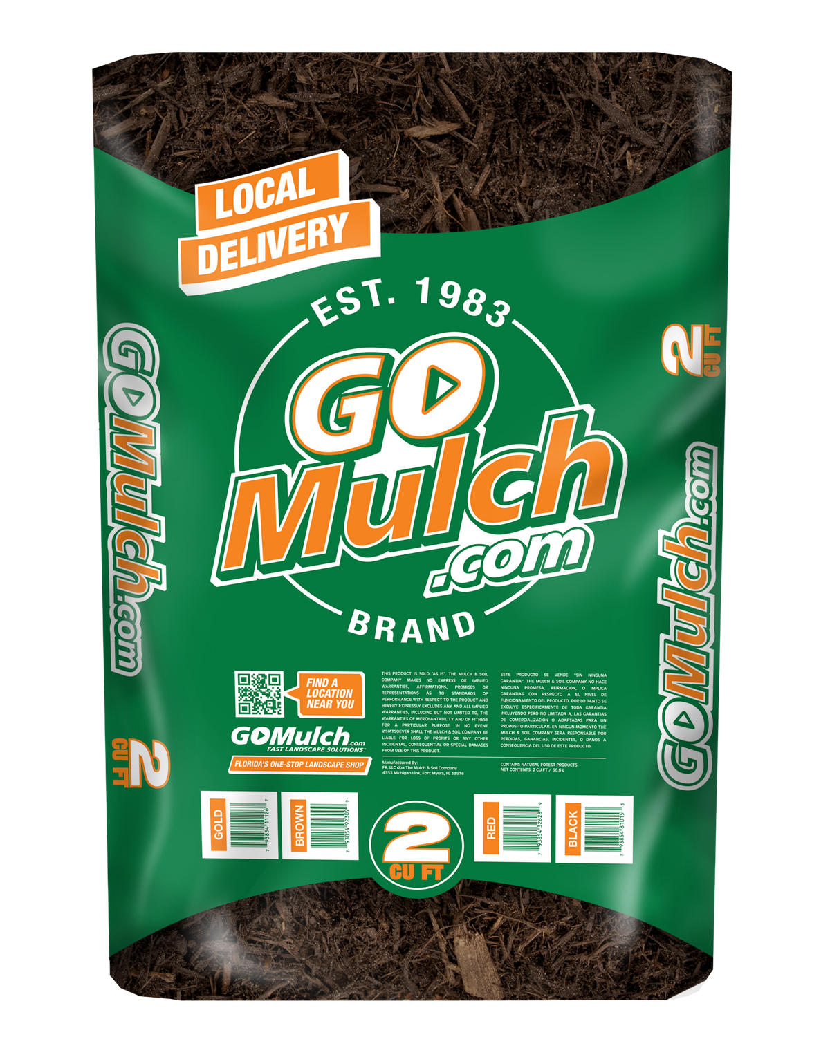 Full Pallet - Mulch Mantillo Cocoa Brown Mulch - 2CF Bags / 35