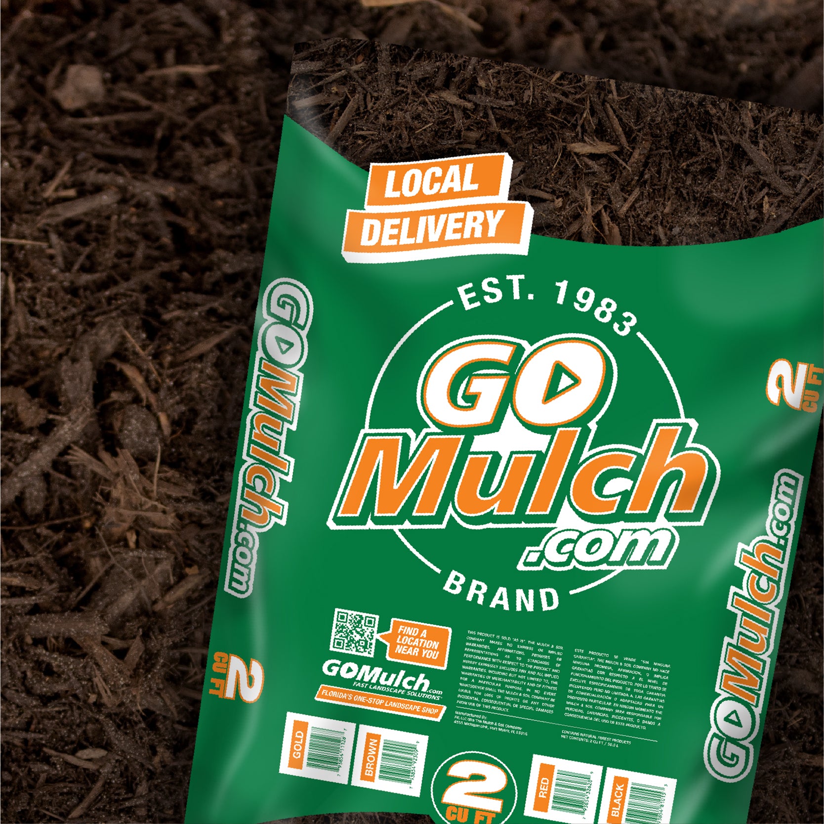 cocomaulo Full Pallet - Mulch Mantillo Cocoa Brown Mulch - 2CF Bags / 35