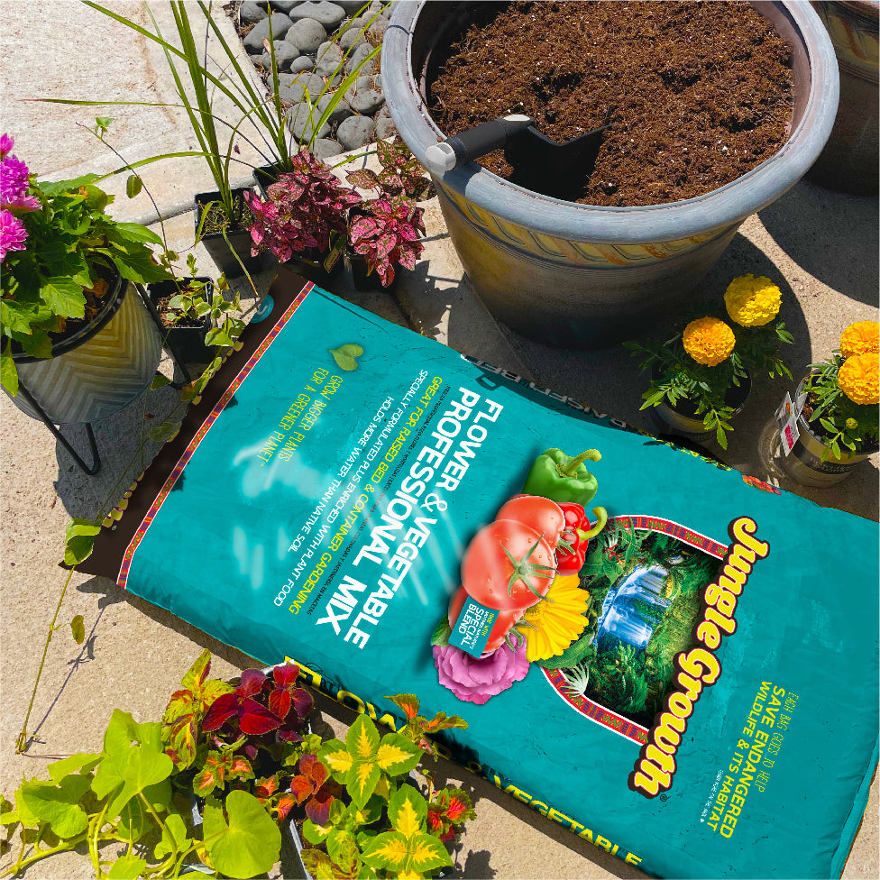 flower pot soil mix Jungle Growth - Premium Flower & Vegetable Planting Mix